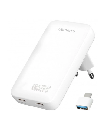 4smarts Ładowarka sieciowa FlatPlug 65W GaN Dual 2xUSB-C Biała