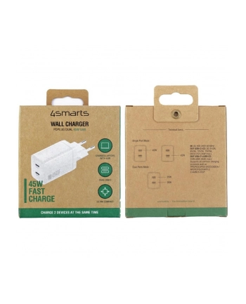 4smarts Ładowarka sieciowa PDPlug Dual 45W 2xUSB-C Biała
