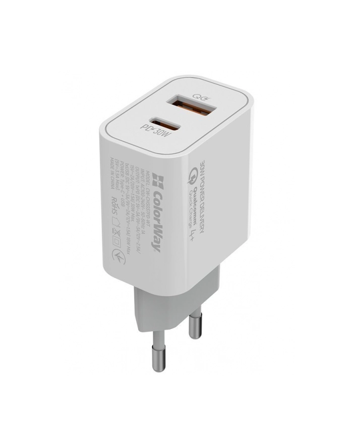 Ładowarka COLORWAY 30W 1xUSB 1xUSB-C biała główny
