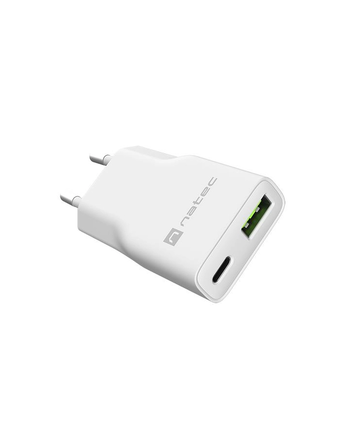 Ładowarka sieciowa, Ładowarka do laptopów Natec Ribera Gan Slim 1x USB-A + 1x USB-C 20W biała główny