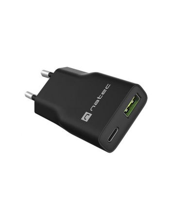 Ładowarka sieciowa, Ładowarka do laptopów Natec Ribera Gan Slim 1x USB-A + 1x USB-C 20W czarna nr 1
