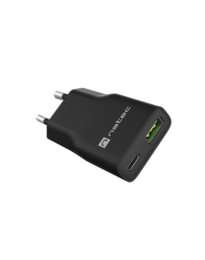 Ładowarka sieciowa, Ładowarka do laptopów Natec Ribera Gan Slim 1x USB-A + 1x USB-C 20W czarna główny