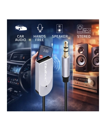 Adapter Qoltec bezprzewodowy odbiornik dźwięku Audio HiFu Home'Car | Bluetooth 6.0 | 2 x RCA | 1 x AUX MiniJack 3.5mm | USB | Mikrofon nr 1