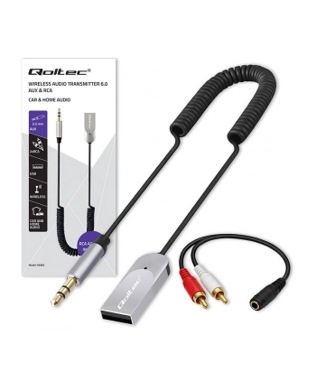 Adapter Qoltec bezprzewodowy odbiornik dźwięku Audio HiFu Home'Car | Bluetooth 6.0 | 2 x RCA | 1 x AUX MiniJack 3.5mm | USB | Mikrofon nr 2