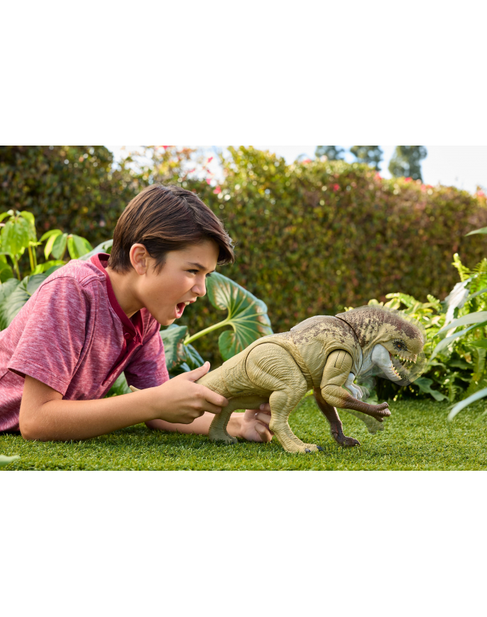 Mattel Jurassic World Odrodzenie Dinozaur przeciwnik Groźne natarcie Figurka dinozaura (55,5 cm) z 2 atakami JGB58 główny