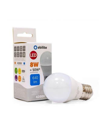 Żarówka LED Abilite kulka mleczna b.neutralna E27 8W/230V 640lm G45