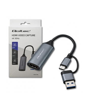 qoltec Adapter USB-C USB-A | HDMI | 4K 30Hz | aluminium nr 2