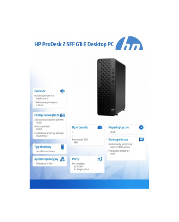 hp inc. Komputer ProDesk 2 SFF G1i i5-14400 1TB/16GB/W11P      B6ZC7ET nr 2
