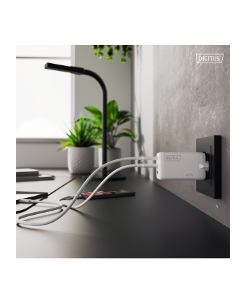 digitus Ładowarka sieciowa/zasilacz USB GaN 67W, 2x USB-C, 1x USB-A, biała