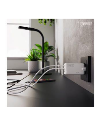 digitus Ładowarka sieciowa/zasilacz USB GaN 67W, 2x USB-C, 1x USB-A, biała
