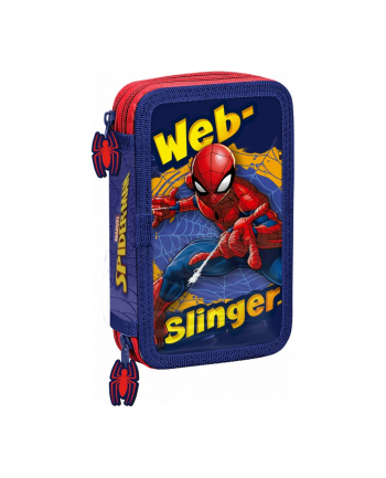 kids euroswan Piórnik dwukomorowy z wyposażeniem Spiderman czerwony-niebieski