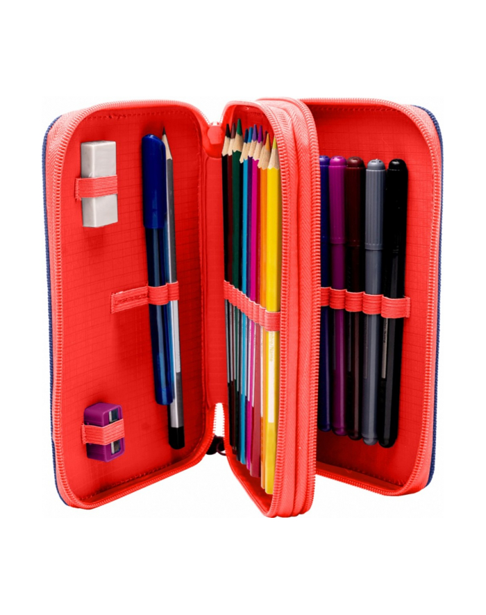 kids euroswan Piórnik dwukomorowy z wyposażeniem Spiderman czerwony-niebieski główny