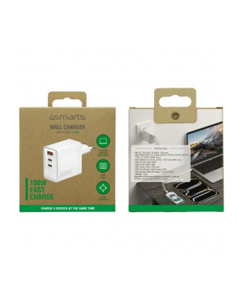 4smarts Ładowarka sieciowa Pocket 100W GaN 2xUSB-C + USB-A Biała nr 1