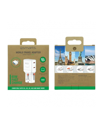 4smarts Ładowarka podróżna World Travel 65W USB-C + USB-A Biała nr 1