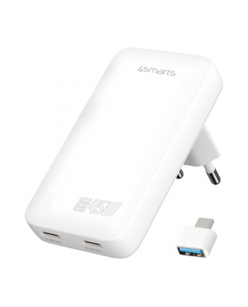 4smarts Ładowarka sieciowa FlatPlug Dual 45W GaN 2xUSB-C Biała nr 2