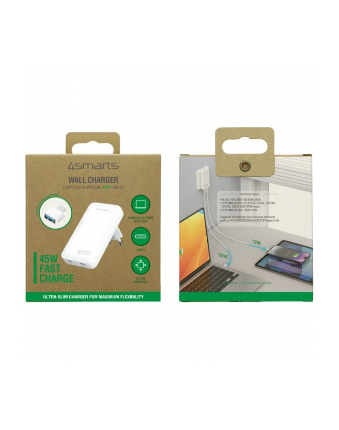 4smarts Ładowarka sieciowa FlatPlug Dual 45W GaN 2xUSB-C Biała główny