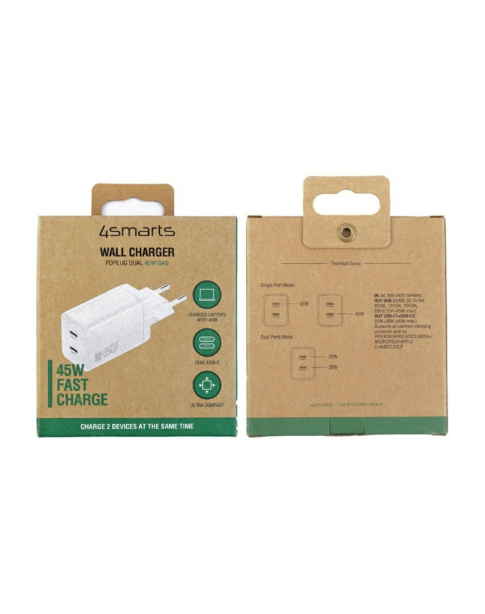 4smarts Ładowarka sieciowa PDPlug Dual 45W 2xUSB-C Biała główny