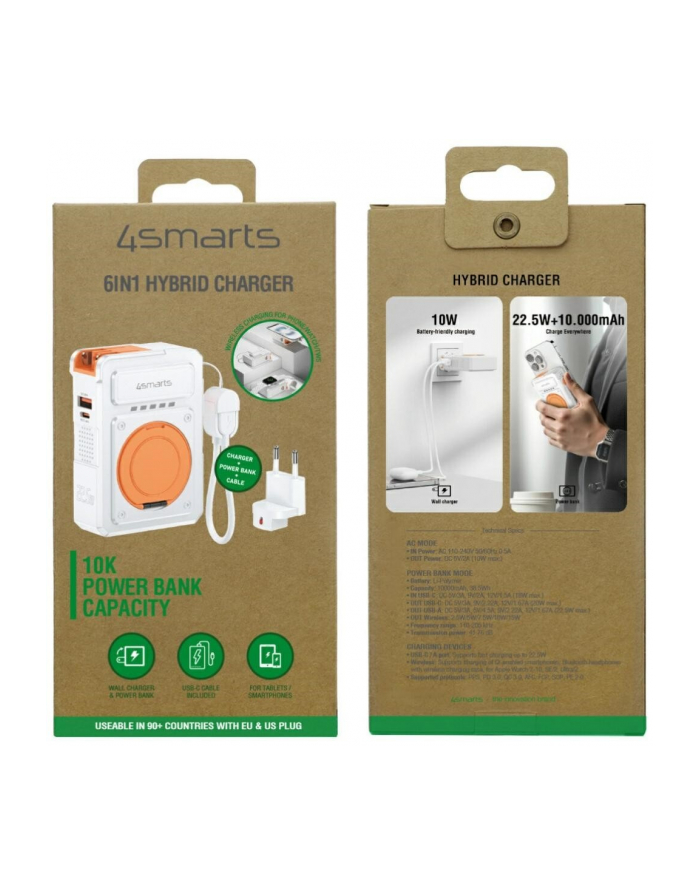 4smarts Ładowarka 6w1 Powerbank 10000mAh 22,5W Qi indukcyjne USB-C +     USB-A + kabel USB-C Biała główny