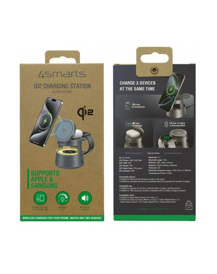 4smarts Stacja ładująca Aura Sound Qi2 Szara główny