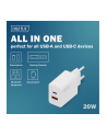 digitus Ładowarka sieciowa/zasilacz USB 20W, 1x USB-C, 1x USB-A, biała - nr 24