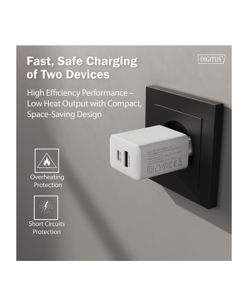 digitus Ładowarka sieciowa/zasilacz USB GaN 30W, 1x USB-C, 1x USB-A, biała nr 2