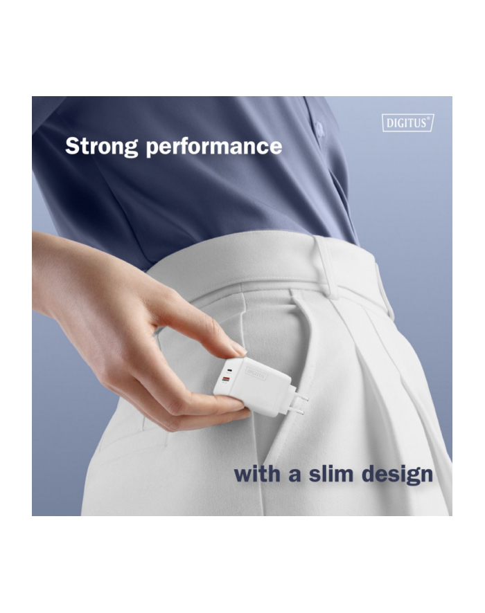 digitus Ładowarka sieciowa/zasilacz USB GaN 30W, 1x USB-C, 1x USB-A, biała główny