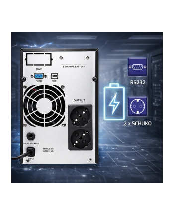 qoltec Zasilacz awaryjny UPS Pure Sine Wave | 1kVA | 800W | AVR | LCD | Czysty Sinus nr 1