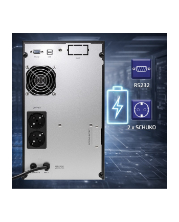 qoltec Zasilacz awaryjny UPS Pure Sine Wave | 2kVA | 1600W | AVR | LCD |Czysty Sinus nr 1