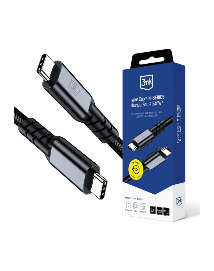 Kabel USB 3mk Hyper Cable N-SERIES ThunerBolt 4 240W 48V/5A 40Gb/s 8K60Hz 1m główny