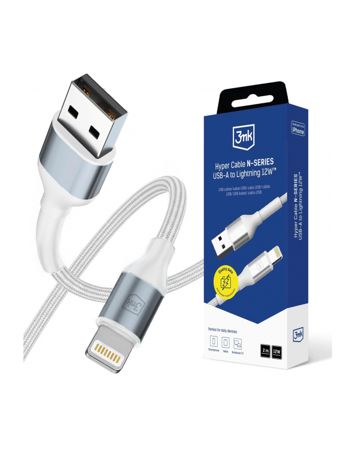 Kabel USB 3mk Hyper Cable N-SERIES USB-A to Lightning 12W 5V/2,4A 2m główny