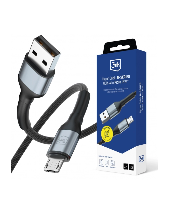 Kabel USB 3mk Hyper Cable N-SERIES USB-A to Micro 12W 5V/2.4A 1m główny