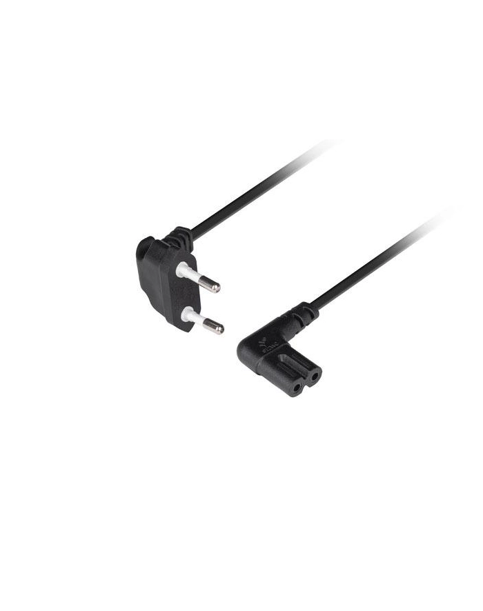 Kabel zasilający Lanberg CEE 7/16 -> IEC 320 C7 EURO (radiowy) 1,8m kątowy VDE czarny główny