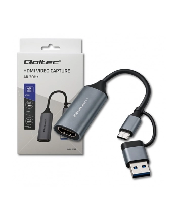 qoltec Adapter USB-C USB-A | HDMI | 4K 30Hz | aluminium nr 2