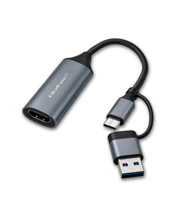 qoltec Adapter USB-C USB-A | HDMI | 4K 30Hz | aluminium nr 1