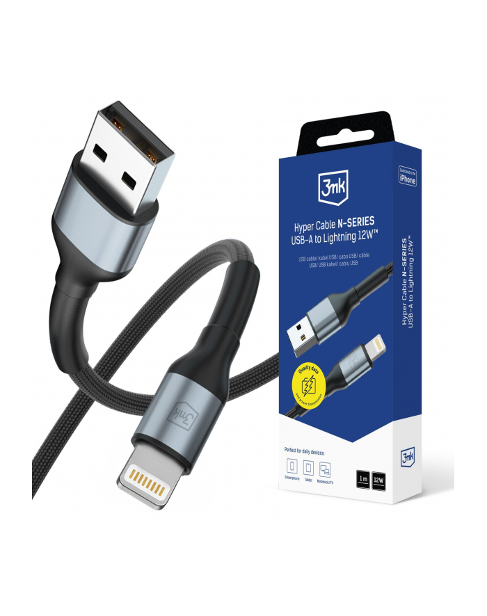 3mk pczerwonyection Kabel USB 3mk Hyper Cable N-SERIES USB-A to Lightning 12W 5V/2.4A 1m główny