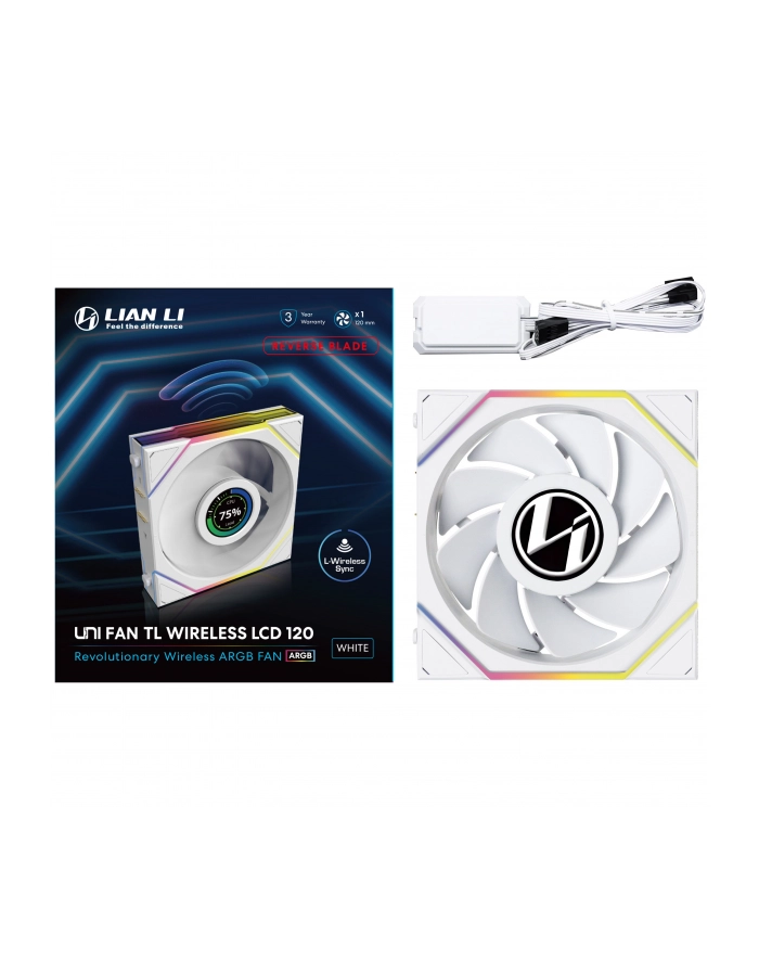 Wentylator komputerowy Lian Li UNI FAN TL Wireless LCD Reverse White 120mm (12RTLLCD1W1W) główny