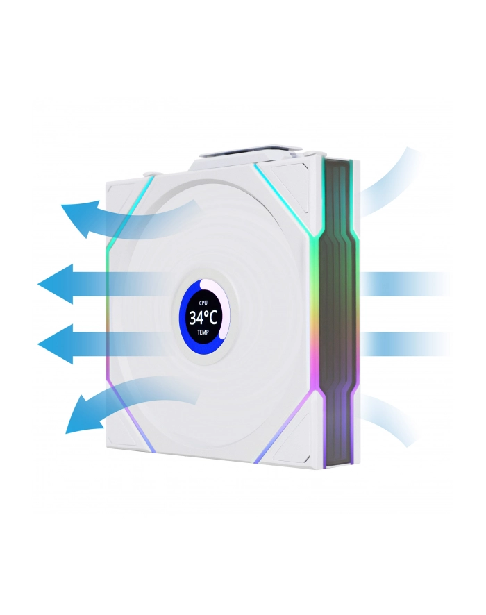 Wentylator komputerowy Lian Li UNI FAN TL Wireless LCD 120 Reverse Blade 3-pack biały (12RTLLCD1W3W) główny