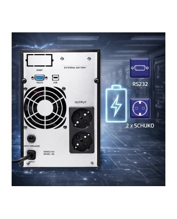 qoltec Zasilacz awaryjny UPS Pure Sine Wave | 1kVA | 800W | AVR | LCD | Czysty Sinus nr 1