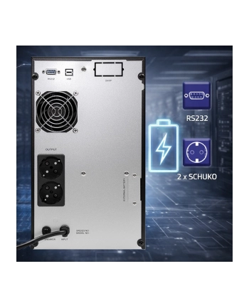qoltec Zasilacz awaryjny UPS Pure Sine Wave | 3kVA | 2400W | AVR | LCD |Czysty Sinus nr 1