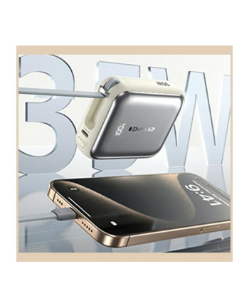 awei Powerbank AS-181 35W 10000mAh + kable Lightning i USB-C srebrny