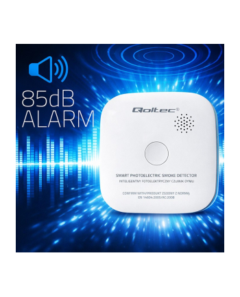 qoltec Bezprzewodowy czujnik dymu z baterią | alarm 85dB | LED nr 1