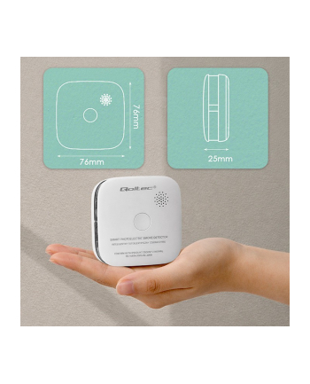 qoltec Bezprzewodowy czujnik dymu z baterią | alarm 85dB | LED nr 2