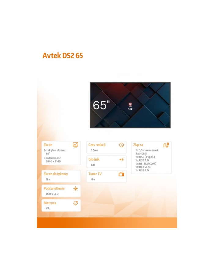 avtek Monitor informacyjny DS2 65 '' główny