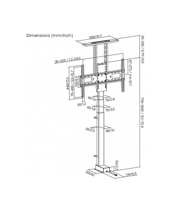Stolik Nedis (TVSM5840BK)  37 - 80''/ 60 kg/ 68 - 158 cm/ czarny