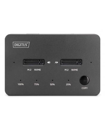 digitus Stacja dokująca dysków z funkcją klonowania | USB-C 3.1 Gen2 10Gbps | SSD M.2 NVMe (max. 2x 4TB) | Funkcja Offline Clone | Czarna