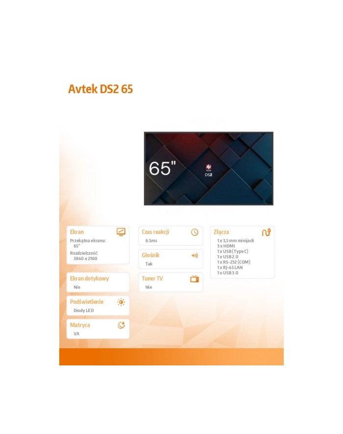 avtek Monitor informacyjny DS2 65 '' główny