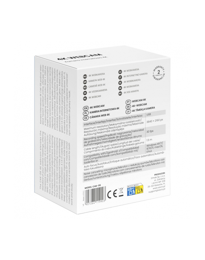 savio Kamera internetowa 4K  CAK-06 główny