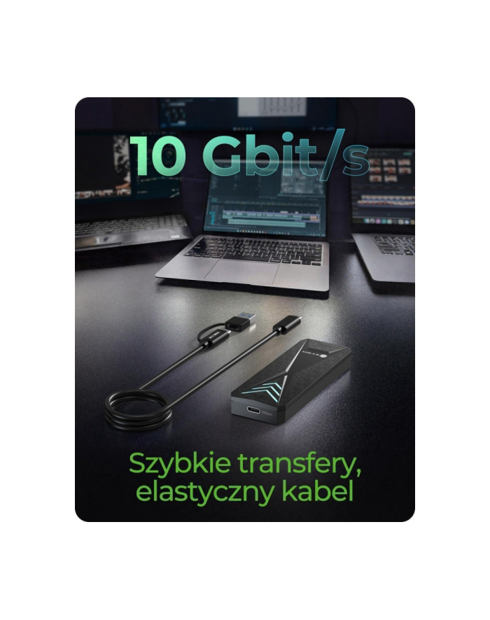 icybox Obudowa dysku IB-1805ML-CU31 NVMe M.2 SSD, RGB oświetlenie główny