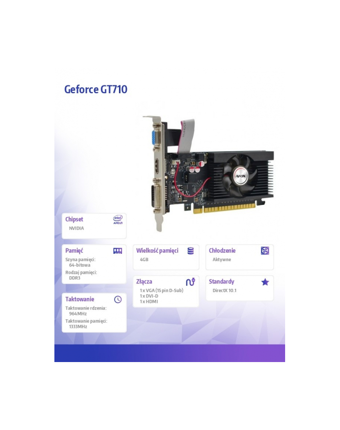 afox Karta graficzna - Geforce GT710 4GB DDR3 64Bit DVI HDMI VGA LP V3 główny