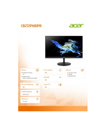 acer Monitor 27 '' CB272P6BIPR IPS 144Hz HDMI DP VGA nr 2